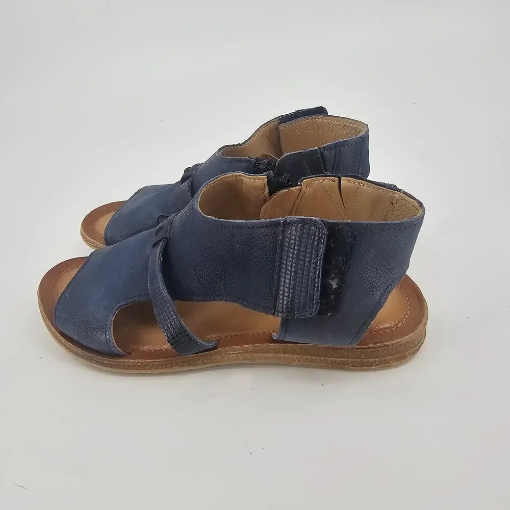 Miz Mooz Leather Side-Zip Sandals Finnley River Slingback Slide Navy EU 38 7.5-8 - Picture 3 of 10